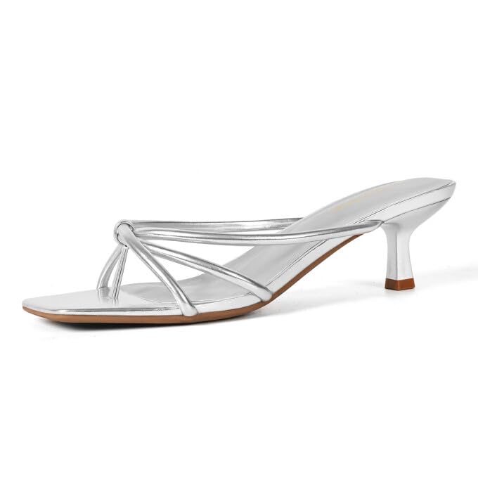 Kitten Heels Dressy Women Strappy Heel Sandals Square Open Toe Flip Flop Heels