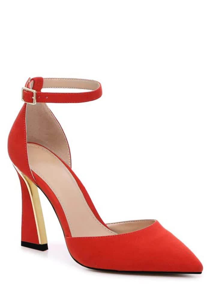 Womens Pumps Point Closed Toe High Heels Ankle Strap Heeled Sandals | Adjustable Buckle Strap, Wedding, Party, Comfortable, Dress Shoes, Business Casual