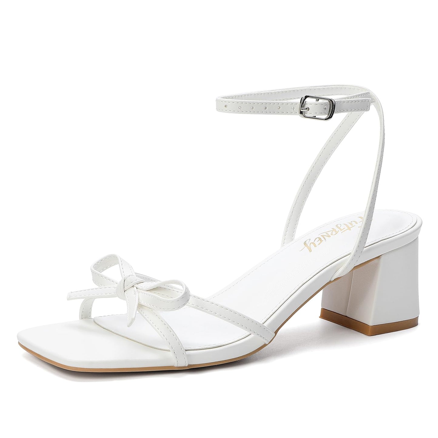 Women's Bow Strappy Low Heels | Block Chunky, Square Open Toe, Dress Sandals, Wedding Party