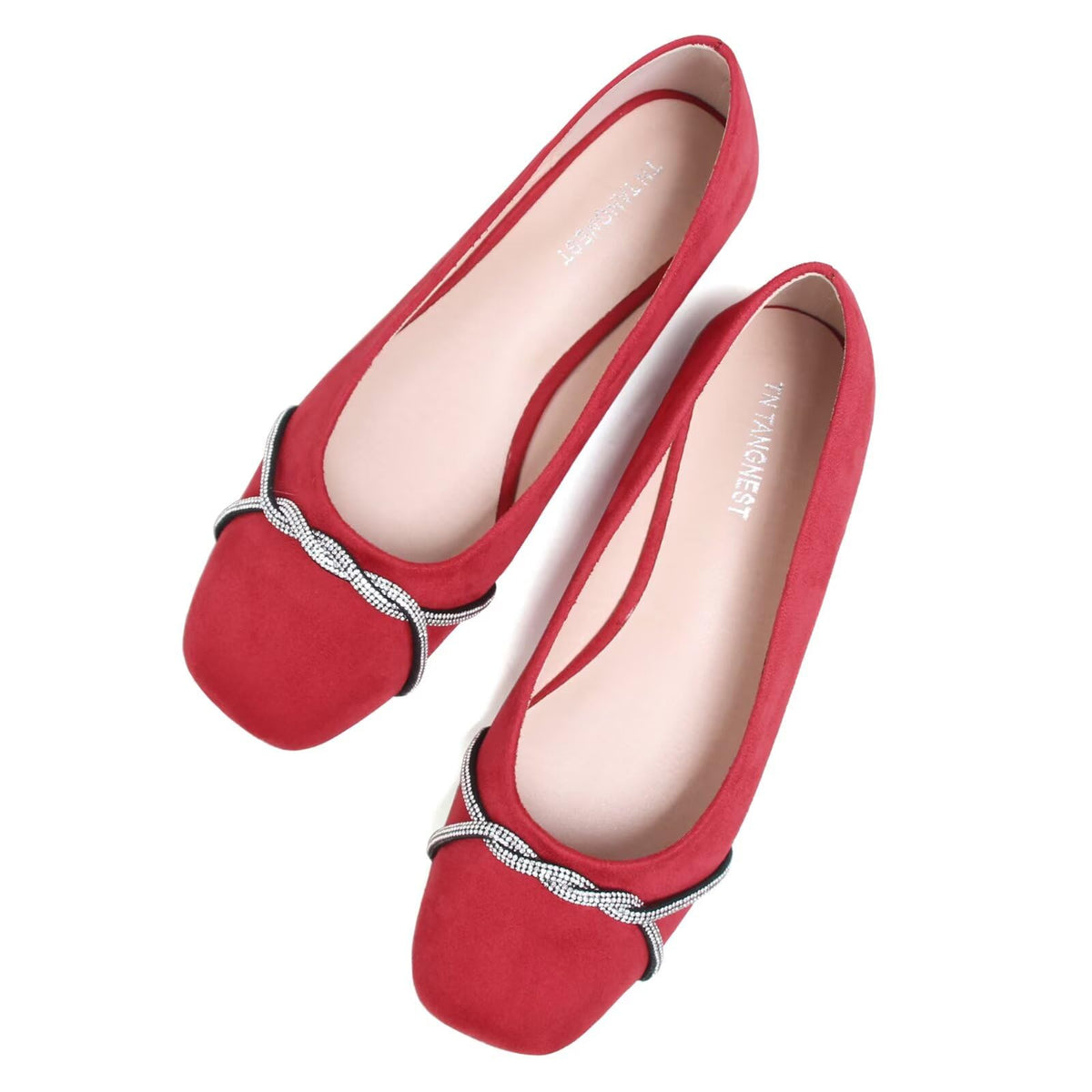 TN TANGNEST Womens Casual Flats Chain Ballet Flats | Fashion Pointed Toe Rhinestone Flats, Comfort Slip On Dress Shoes for Business Work Office Wedding Party
