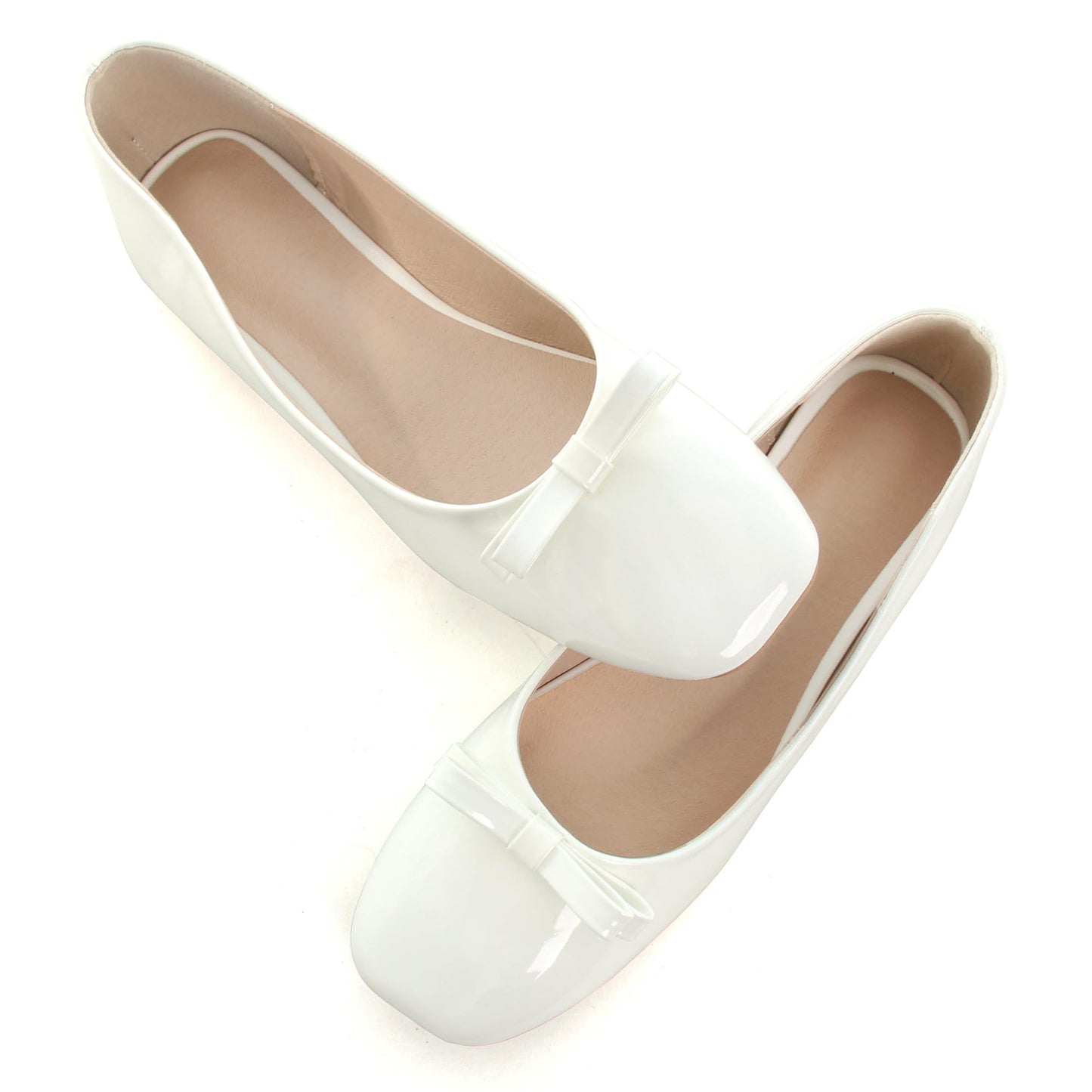 Dear Time Women's Casual Foldable Ballet Flats Square Toe Ballerina Flats Shoes Comfortable