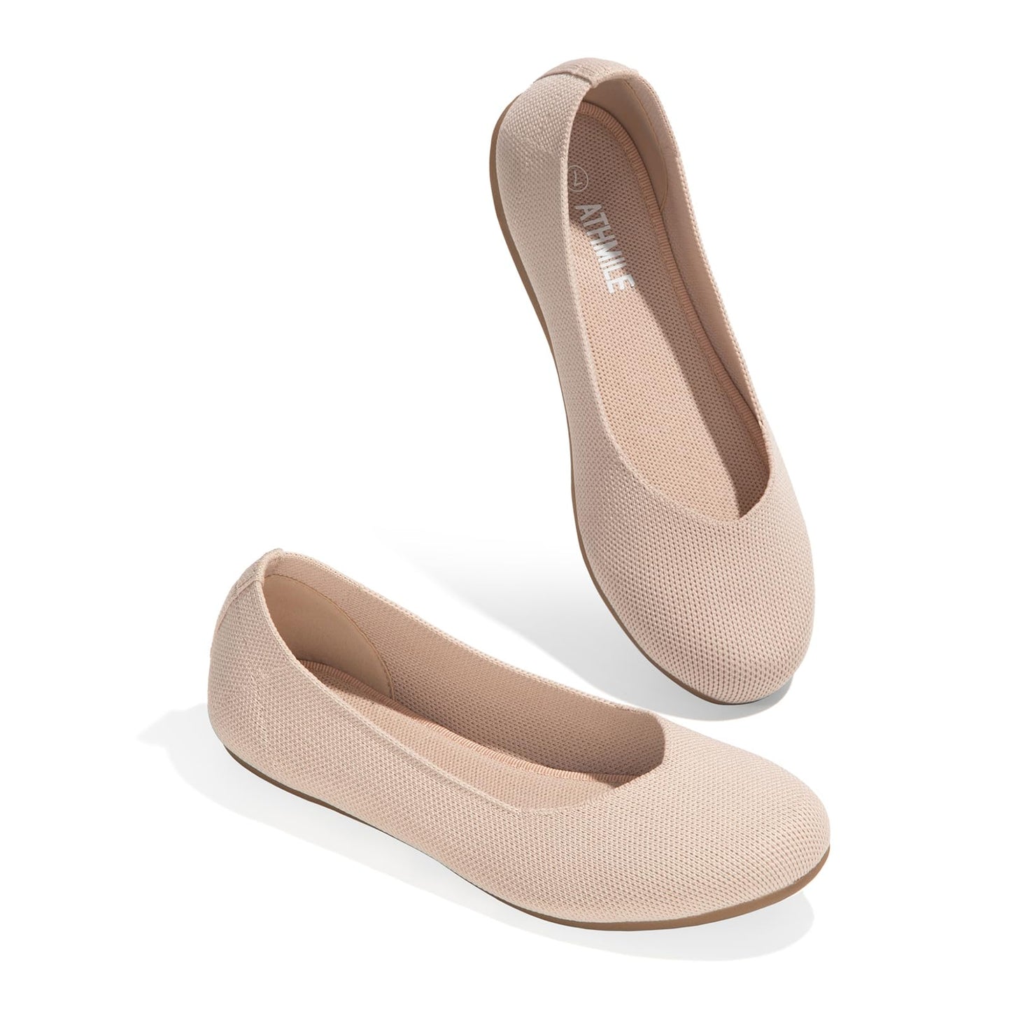 ATHMILE Women's Flat Ballet Shoes Knit Flat Shoes for Women Round Toe | Slip on Women Flats for Dressy Casual Office Work Wedding Comfort Soft