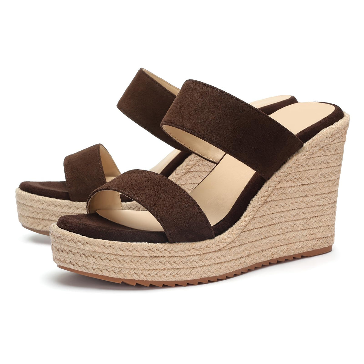 VICKI·VICKI Women's Wedge Sandals Wedges Heels Espadrilles,Slip on Open Toe Platform Summer Shoes,Casual Fashion Vacation Beach Dressy Office