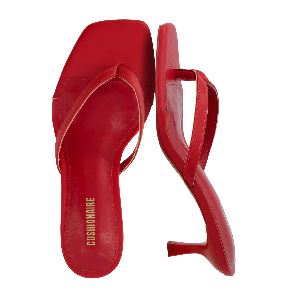 CUSHIONAIRE Miami Kitten Heels for Women, Thong Flip Flop Heeled Sandals with Memory Foam, Slip On Dressy Sandal