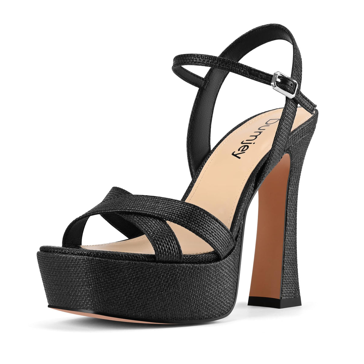 Platform Heels for Women Chunky High Heel Sandals with Ankle Strap | Ankle strap, Square open toe, Sexy pageant heels, Dress evening sandals, Party wedding shoes, Shiny shoes