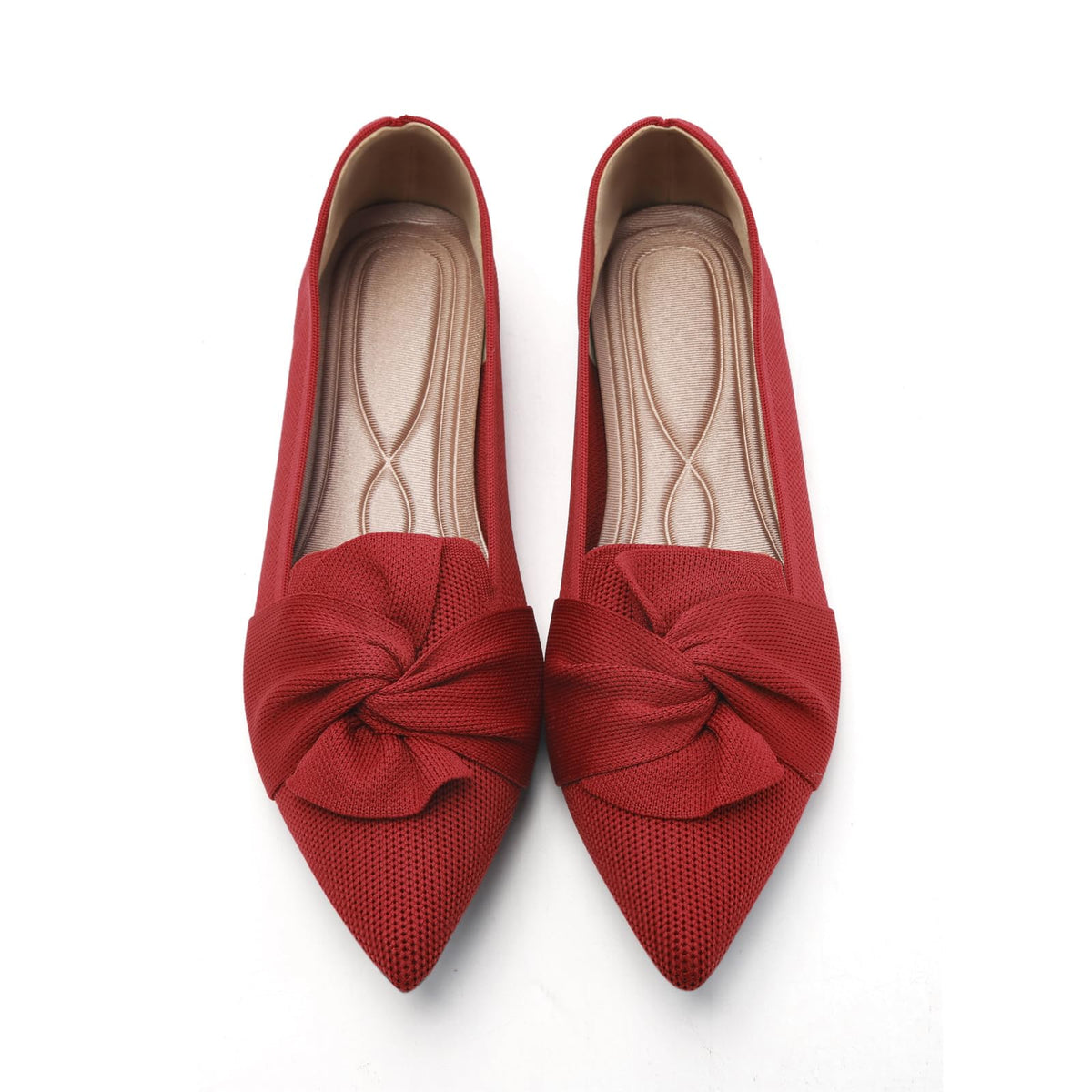 HIULYCENCE Flats for Women Pointed Toe Ballet Flats | Comfortable Knit Breathable Dressy Casual Flats with Bow for Business Work Office Walking Flat Shoes