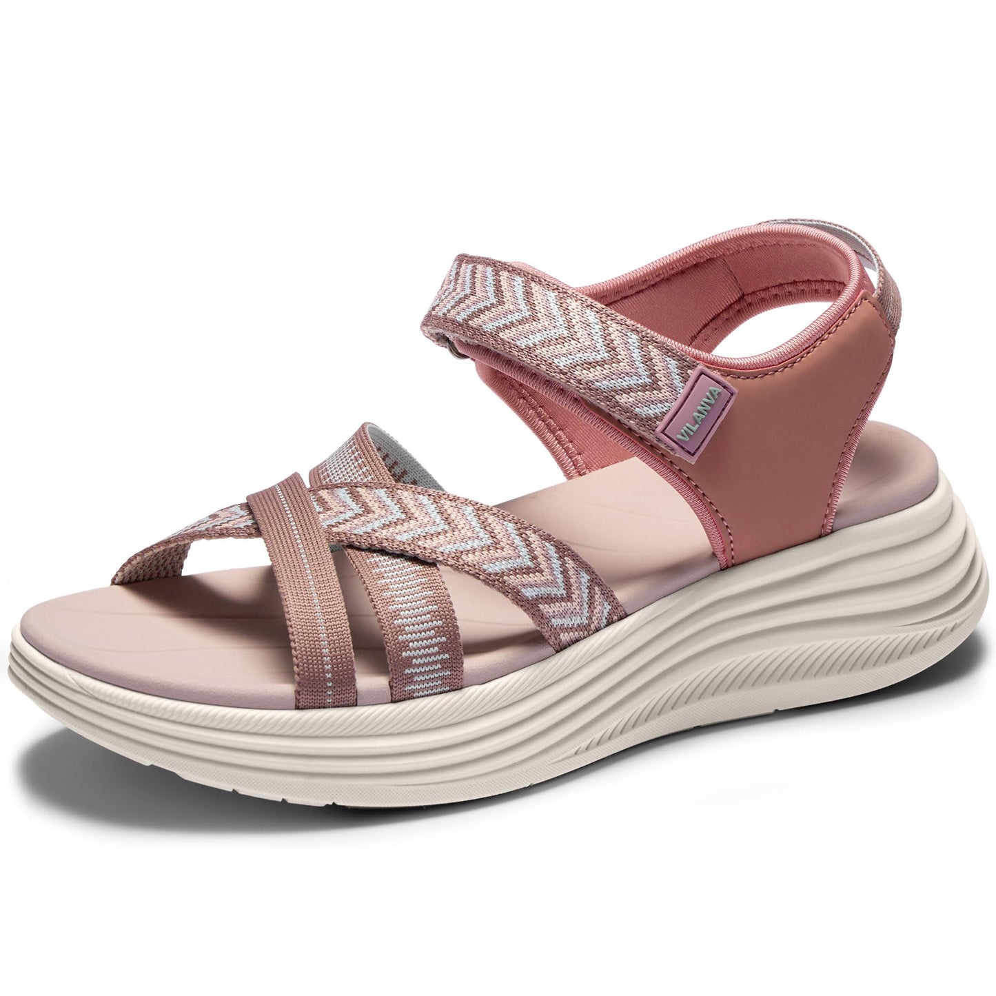 Vilanva Women's Comfortable Orthopedic Platform Walking Sandals with Arch Support Adjustable Buckle Cushioned Midsole for Plantar Fasciitis Relief Casual Sport Summer Outfits