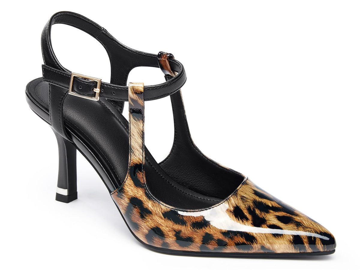 Coutgo Womens High Heels Pointed Toe Ankle Strap Pumps Patent Leather Sexy Stiletto Office Wedding Dress Shoes