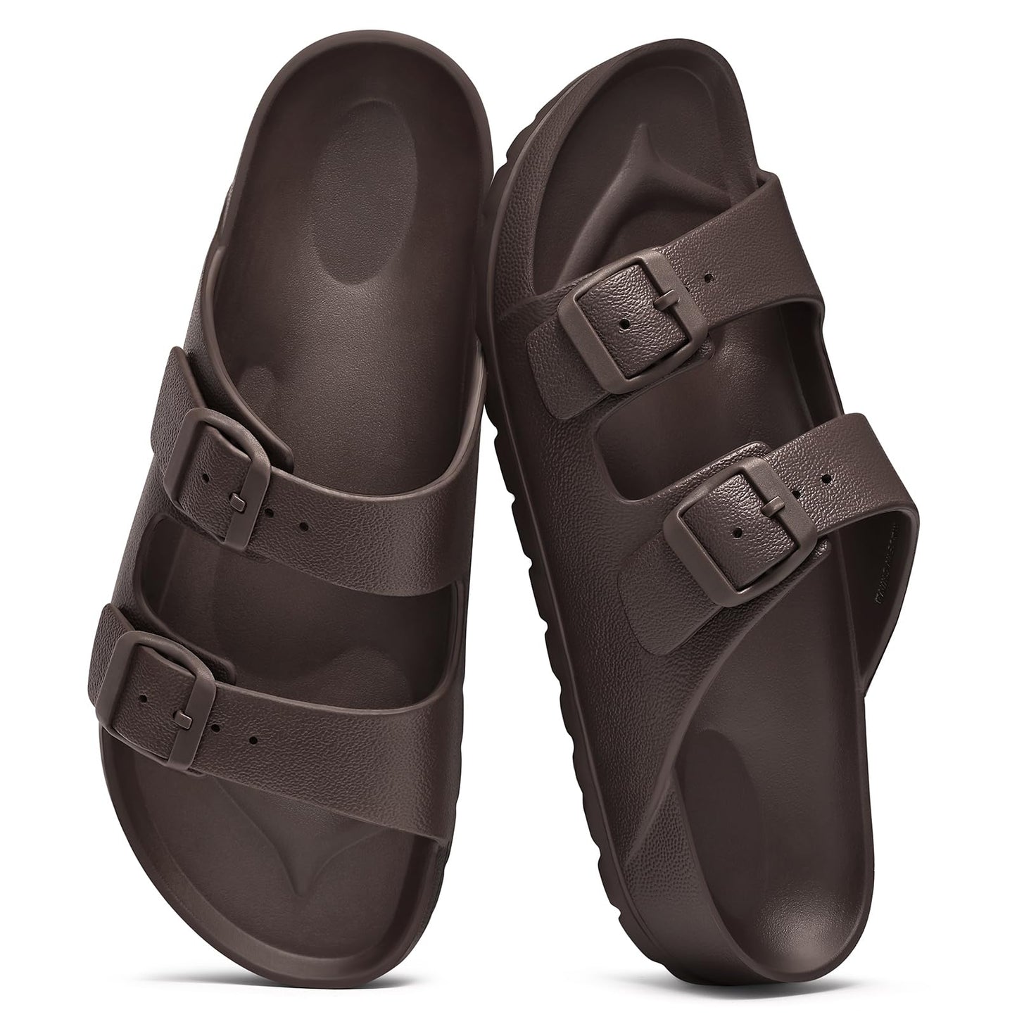 shevalues Women's Comfort EVA Sandals Medium Arch Support Beach Slides | Adjustable Double Buckle, Waterproof, Lightweight, Soft Cushioned, Non-slip, Slip-On