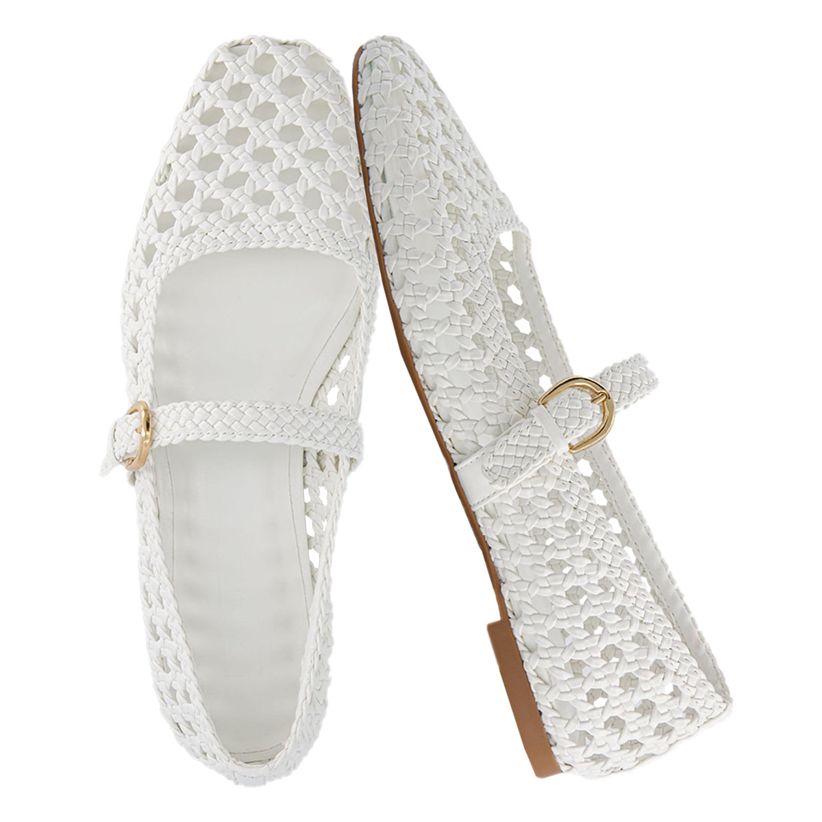 CUSHIONAIRE Weston Hand Woven Mary Jane Flats for Women, Comfortable Dressy Ballet Flats with Braided Adjustable Buckle and Memory Foam Cushioning
