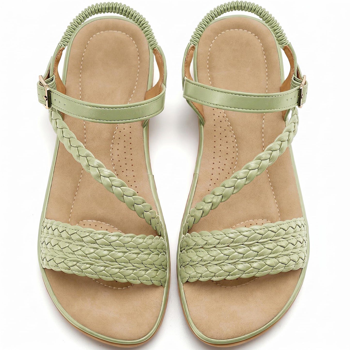 Aomigoct Dressy Womens Sandals Summer: Comfortable Strappy Flats Sandals Women - Casual Walking Woman Shoes