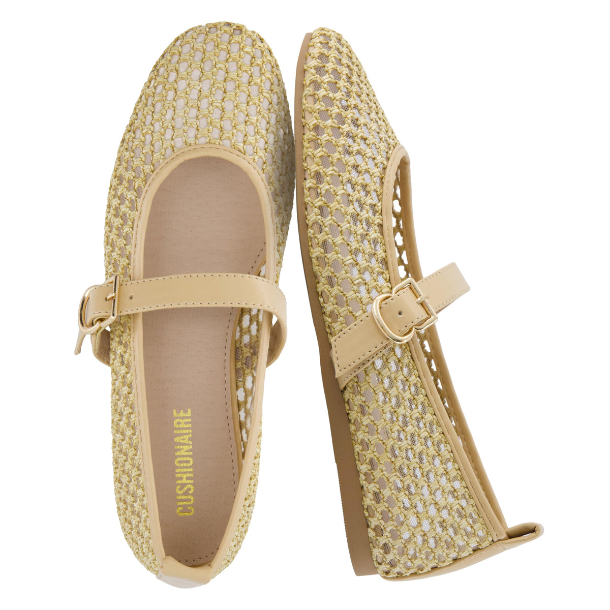 CUSHIONAIRE Gracie Mesh Mary Jane Flats for Women, Breathable Ballet Flats with Adjustable Buckle Strap and Memory Foam Cushioning