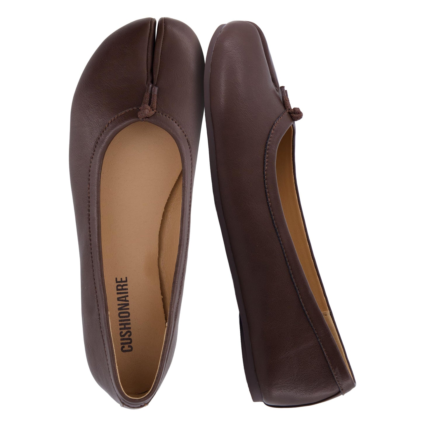 CUSHIONAIRE Maki Tabi Flats for Women, Split Toe Ballet Flats with Flexible Sole and Cushioned Footbed