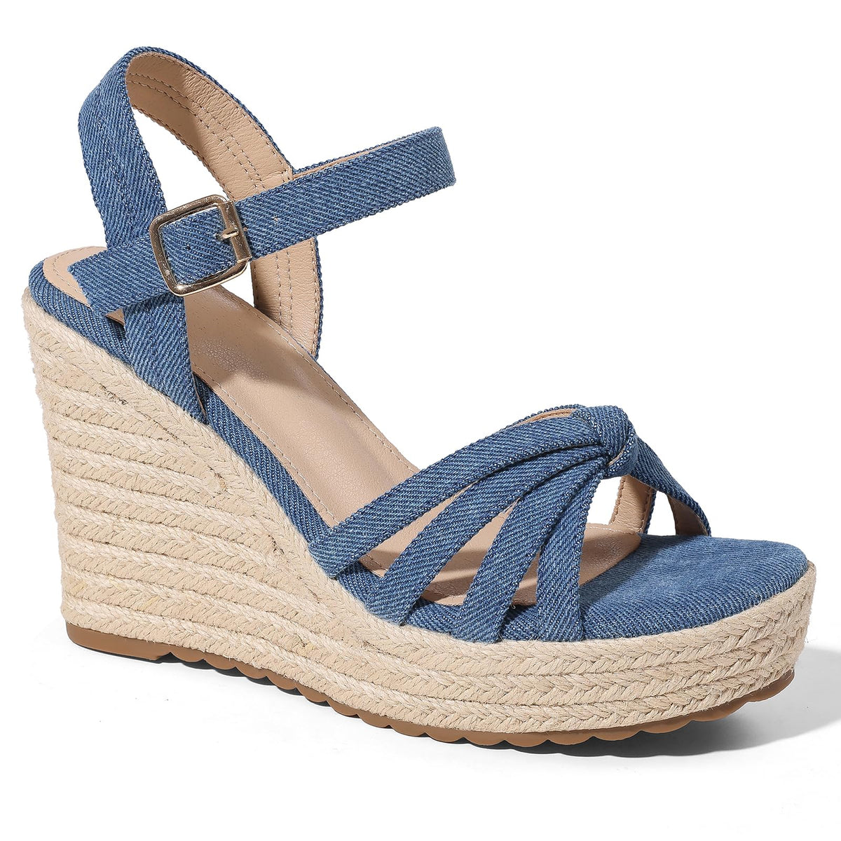 mikarka Wedge Heels Sandals for Women: Open Toe Platform Espadrilles Wedges | Comfortable Beach Summer Shoes, Adjustable Buckle Strap, Cushioned Insole for Daily Wear, Dressy, Casual & Vacation