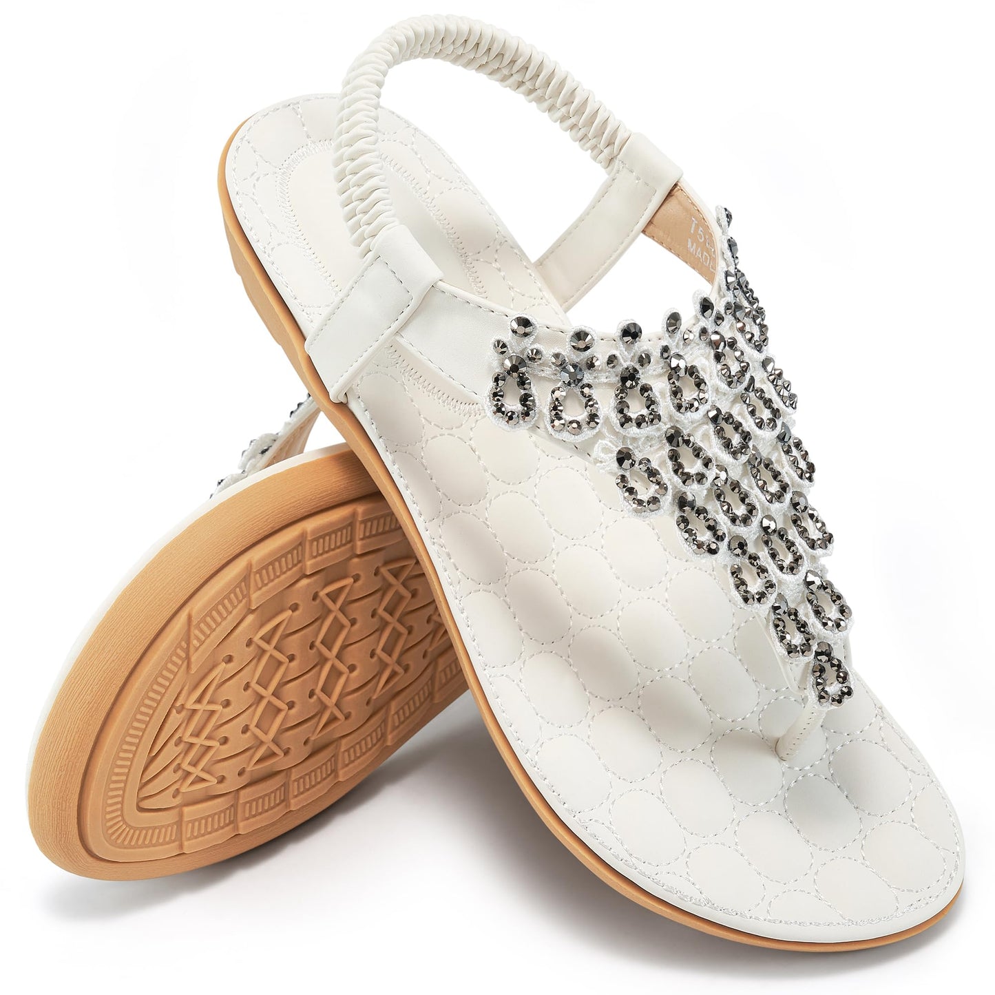 HARENCE Flat Sandals for Women Dressy: Comfort Thong T-Strap Walking Shoes 2026 with Elastic Ankle Strap for Summer Casual Vacation