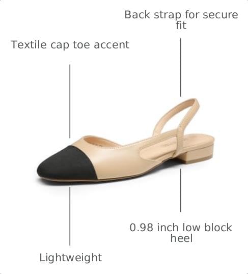 DREAM PAIRS Women's Slingback Ballet Flats | Dressy Flats Low Heel Dress Shoes for Business Casual Work Office Wedding Party, 0.98-inch Low Block Heel
