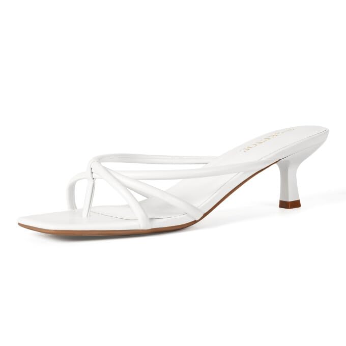 Kitten Heels Dressy Women Strappy Heel Sandals Square Open Toe Flip Flop Heels