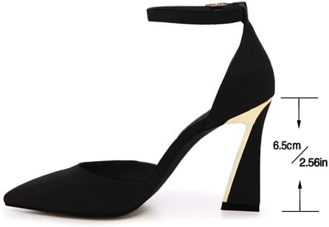 Womens Pumps Point Closed Toe High Heels Ankle Strap Heeled Sandals | Adjustable Buckle Strap, Wedding, Party, Comfortable, Dress Shoes, Business Casual