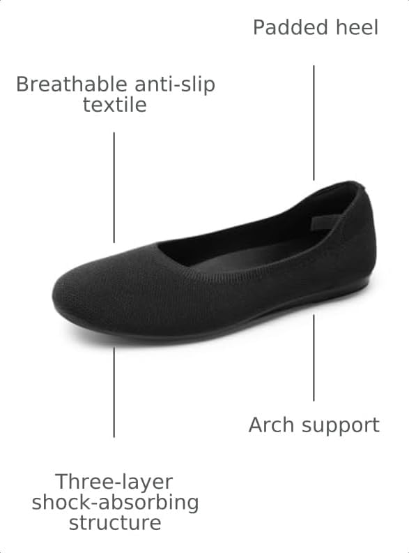 DREAM PAIRS Women's Dress Knit Ballet Comfort Flats | Comfortable Round Toe Slip-On Flexible Portable Breathable Dress Office Flats for Daily Walking and Travel