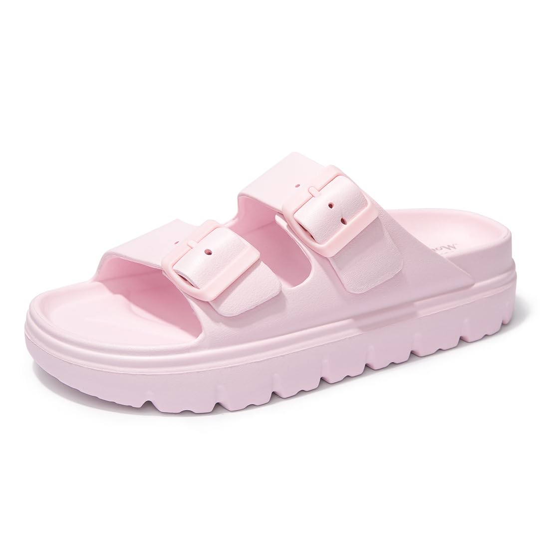 FUNKYMONKEY Women's Comfort Slides Non-Slip Lightweight Flat Beach Sandals | Adjustable Buckle Plastic Sandals with Arch Support, Waterproof Non-Slip Summer Slippers for Pool, Shower & Daily Wear