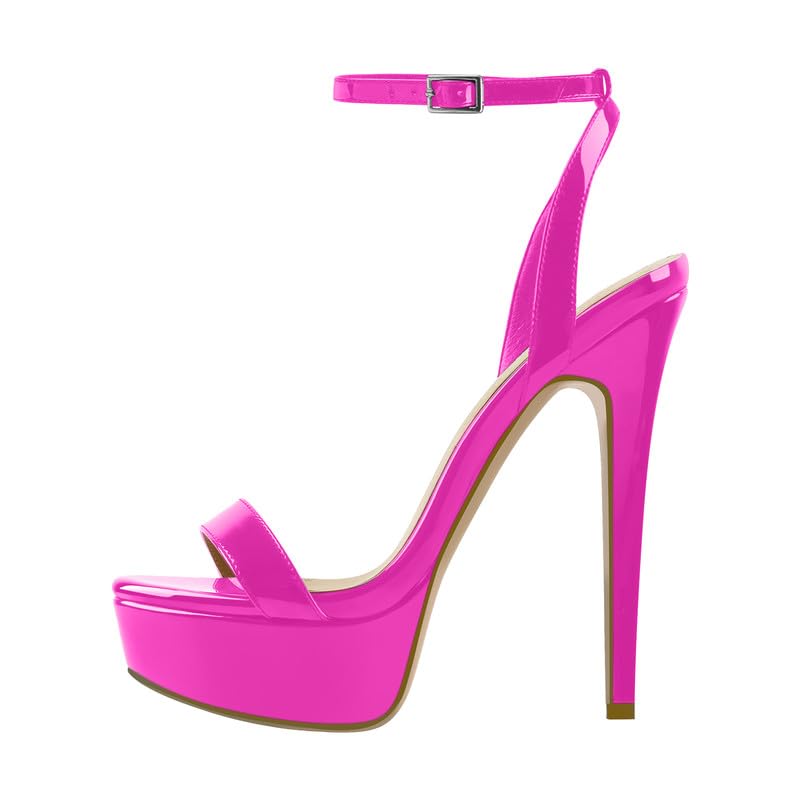 Platform Stiletto High Heels for Women, Round Open Toe Ankle Strap Sexy Heeled Sandals for Wedding Party Dress