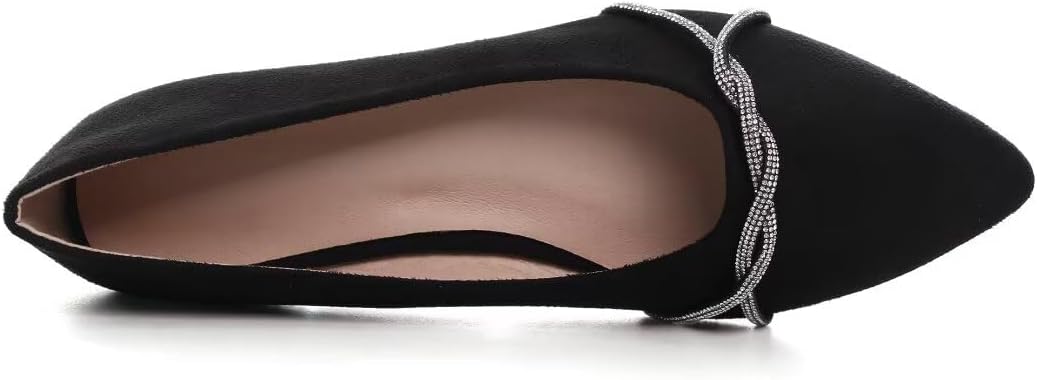 TN TANGNEST Womens Casual Flats Chain Ballet Flats | Fashion Pointed Toe Rhinestone Flats, Comfort Slip On Dress Shoes for Business Work Office Wedding Party