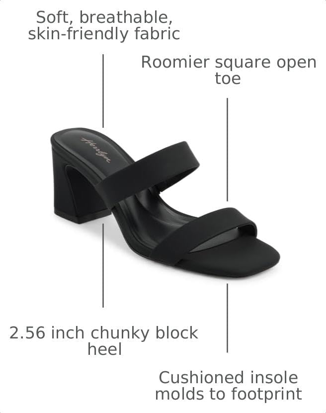 Block Heels for Women Open Toe Heels Two Strap Heeled Sandals Comfortable Summer Heels Slip On Low Heel Dress Shoes