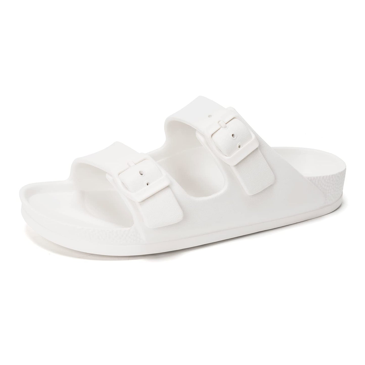FUNKYMONKEY Women's Comfort Slides Non-Slip Lightweight Flat Beach Sandals | Adjustable Buckle Plastic Sandals with Arch Support, Waterproof Non-Slip Summer Slippers for Pool, Shower & Daily Wear