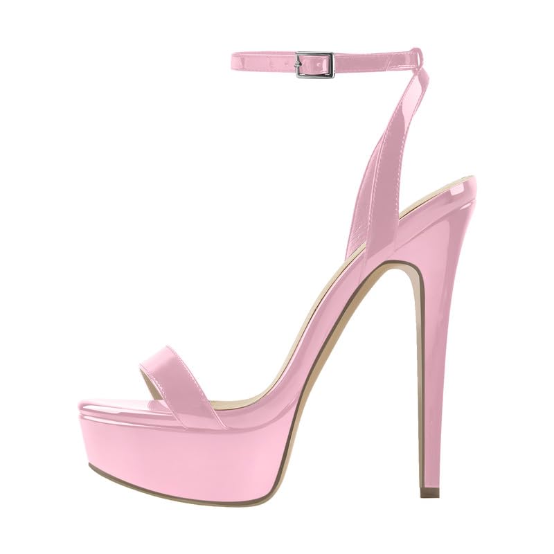 Platform Stiletto High Heels for Women, Round Open Toe Ankle Strap Sexy Heeled Sandals for Wedding Party Dress