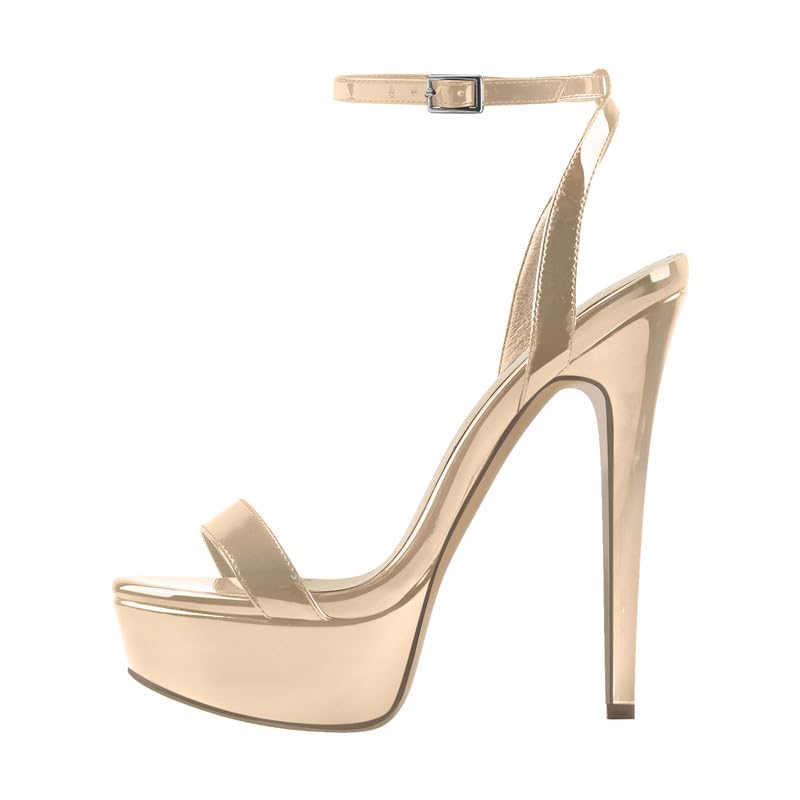 Platform Stiletto High Heels for Women, Round Open Toe Ankle Strap Sexy Heeled Sandals for Wedding Party Dress