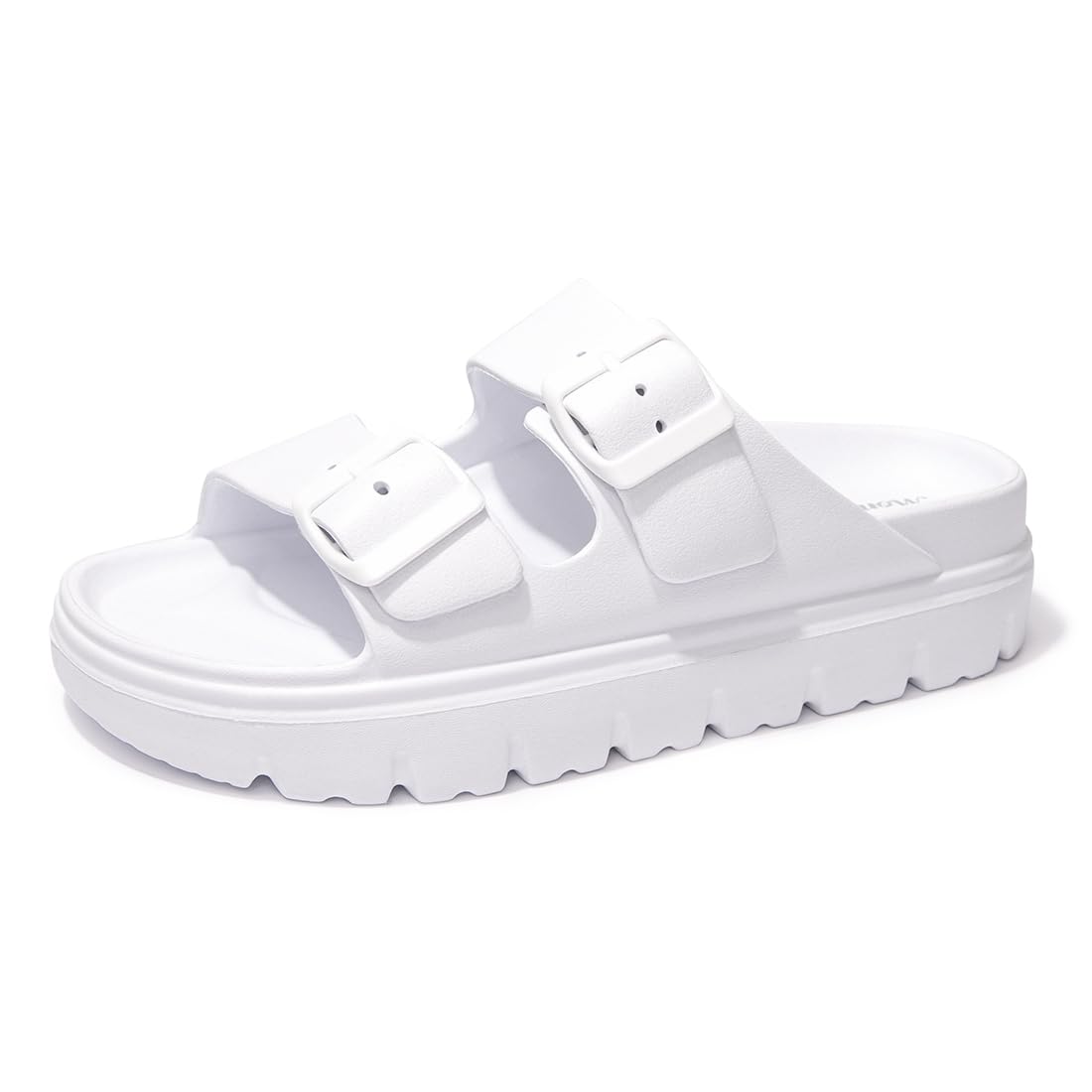 FUNKYMONKEY Women's Comfort Slides Non-Slip Lightweight Flat Beach Sandals | Adjustable Buckle Plastic Sandals with Arch Support, Waterproof Non-Slip Summer Slippers for Pool, Shower & Daily Wear