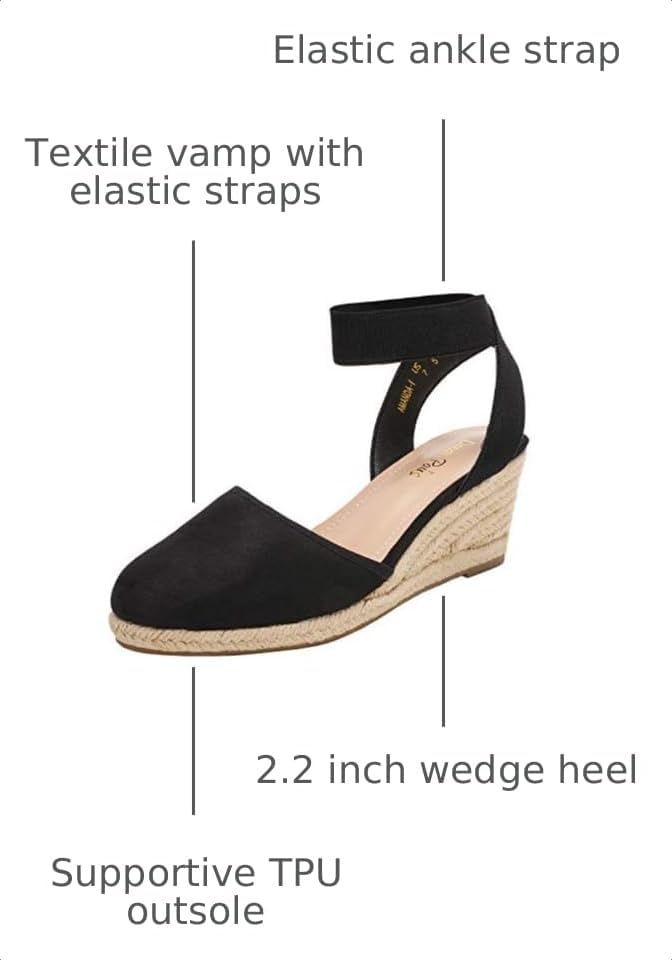 DREAM PAIRS Women's Ankle Strap Wedge Sandals | Espadrilles Sandals, Elastic Ankle Strap, Cushioned Comfort for Summer Outfit, Fashion Dressy Shoes