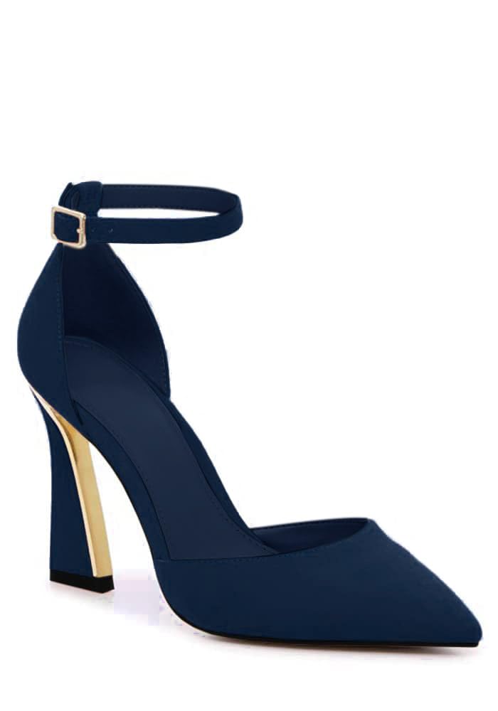 Womens Pumps Point Closed Toe High Heels Ankle Strap Heeled Sandals | Adjustable Buckle Strap, Wedding, Party, Comfortable, Dress Shoes, Business Casual