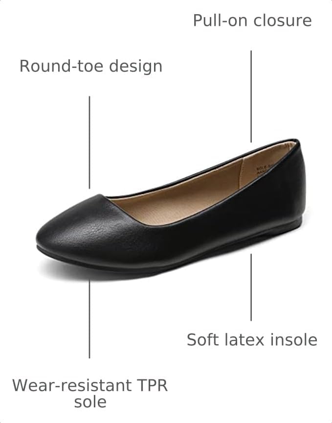 DREAM PAIRS Women's Ballet Flats Shoes | Dressy Comfortable Round Toe Slip on Ballerina Flats,Suitable for Daily Wedding Work Office Business Walking Shoes