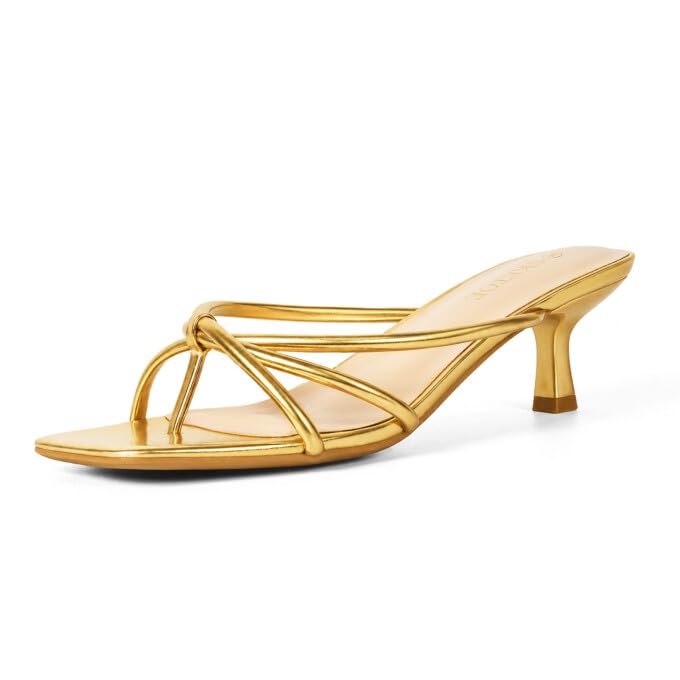 Kitten Heels Dressy Women Strappy Heel Sandals Square Open Toe Flip Flop Heels
