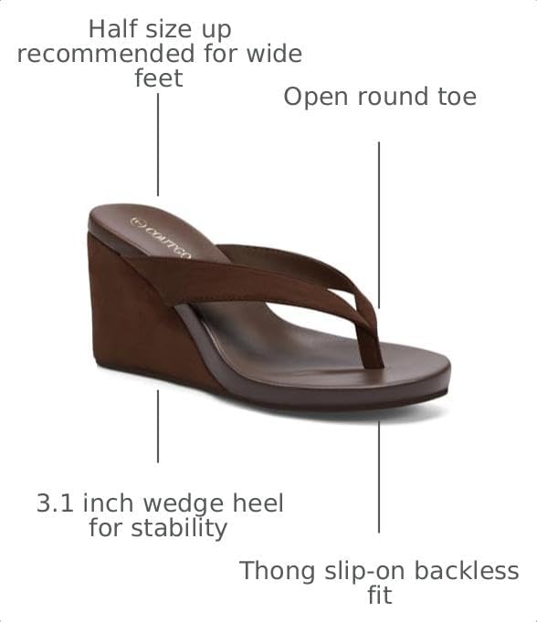 Coutgo Womens Wedge Heels Sandals Platform Flip Flops Slides Slip On Summer Beach Shoes