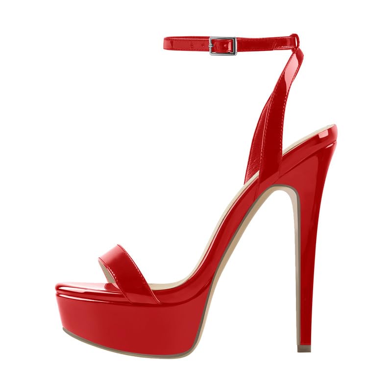Platform Stiletto High Heels for Women, Round Open Toe Ankle Strap Sexy Heeled Sandals for Wedding Party Dress