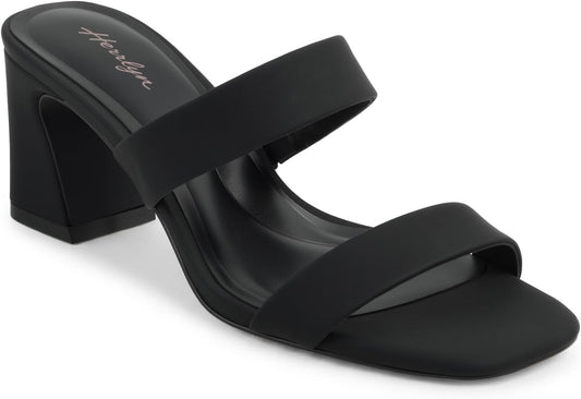 Block Heels for Women Open Toe Heels Two Strap Heeled Sandals Comfortable Summer Heels Slip On Low Heel Dress Shoes