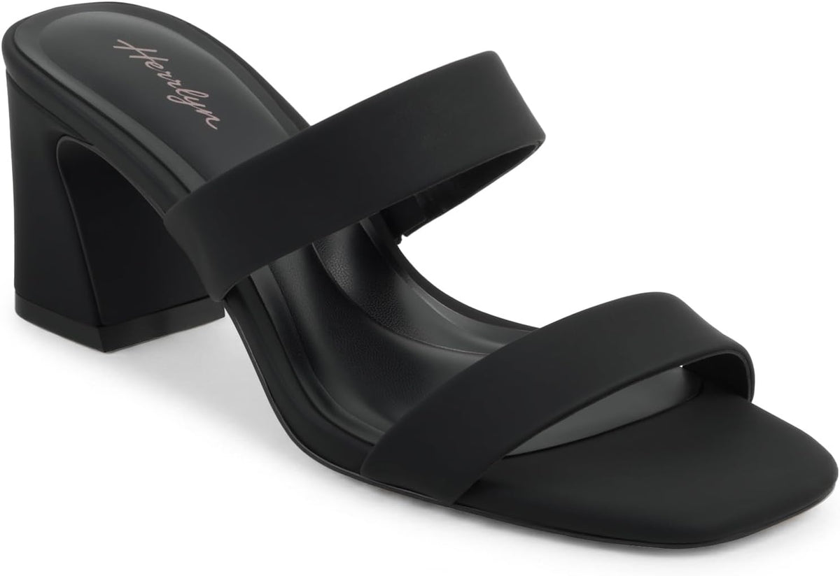 Block Heels for Women Open Toe Heels Two Strap Heeled Sandals Comfortable Summer Heels Slip On Low Heel Dress Shoes
