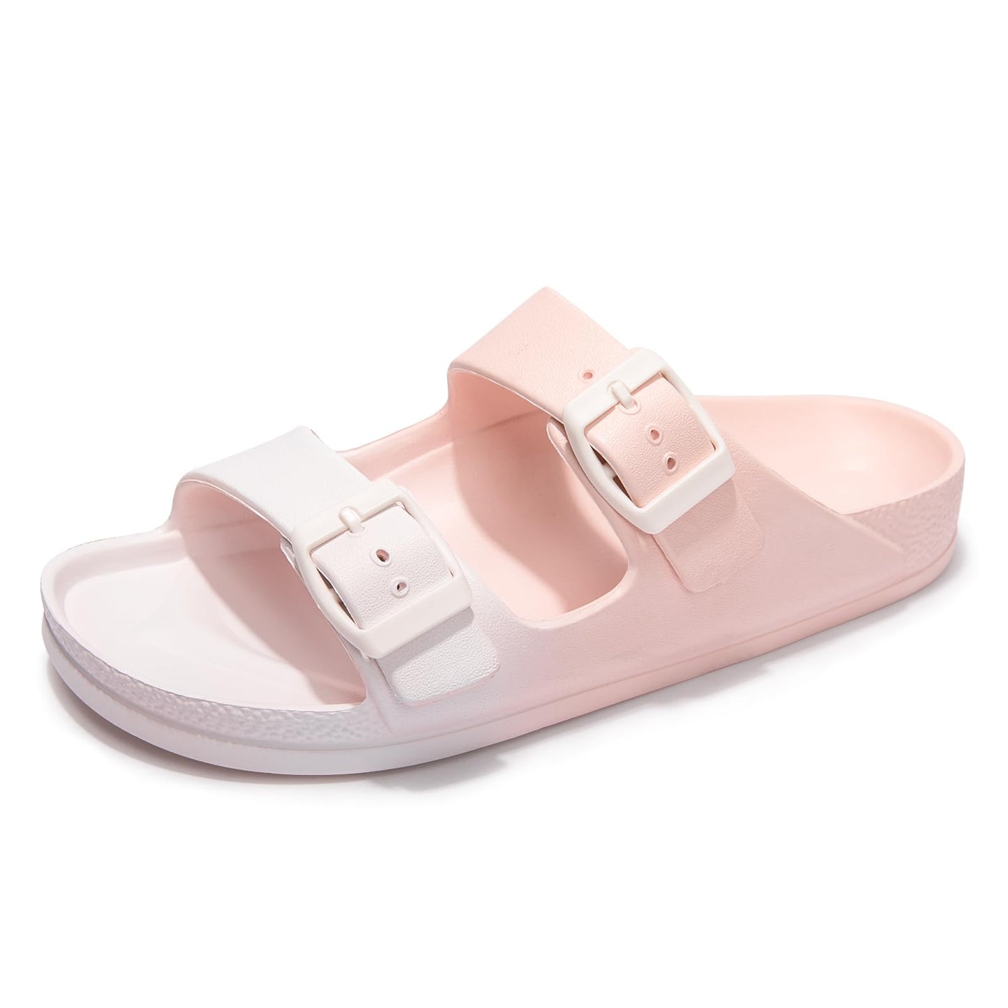 FUNKYMONKEY Women's Comfort Slides Non-Slip Lightweight Flat Beach Sandals | Adjustable Buckle Plastic Sandals with Arch Support, Waterproof Non-Slip Summer Slippers for Pool, Shower & Daily Wear