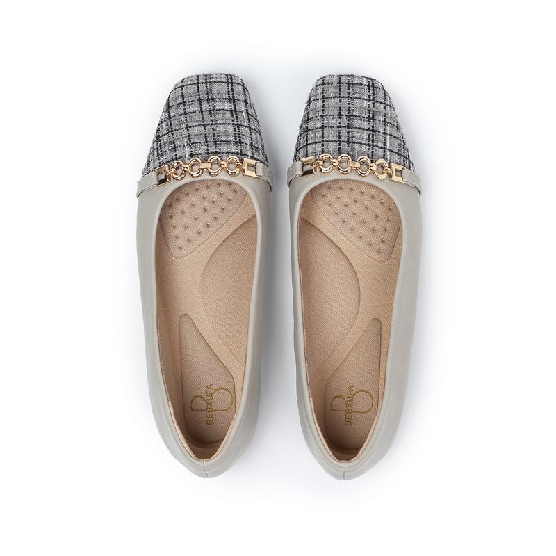 Dressy Flats for Women Square Toe Ballet Flats Comfortable Slip On Work Shoes Arch Support Office & Formal