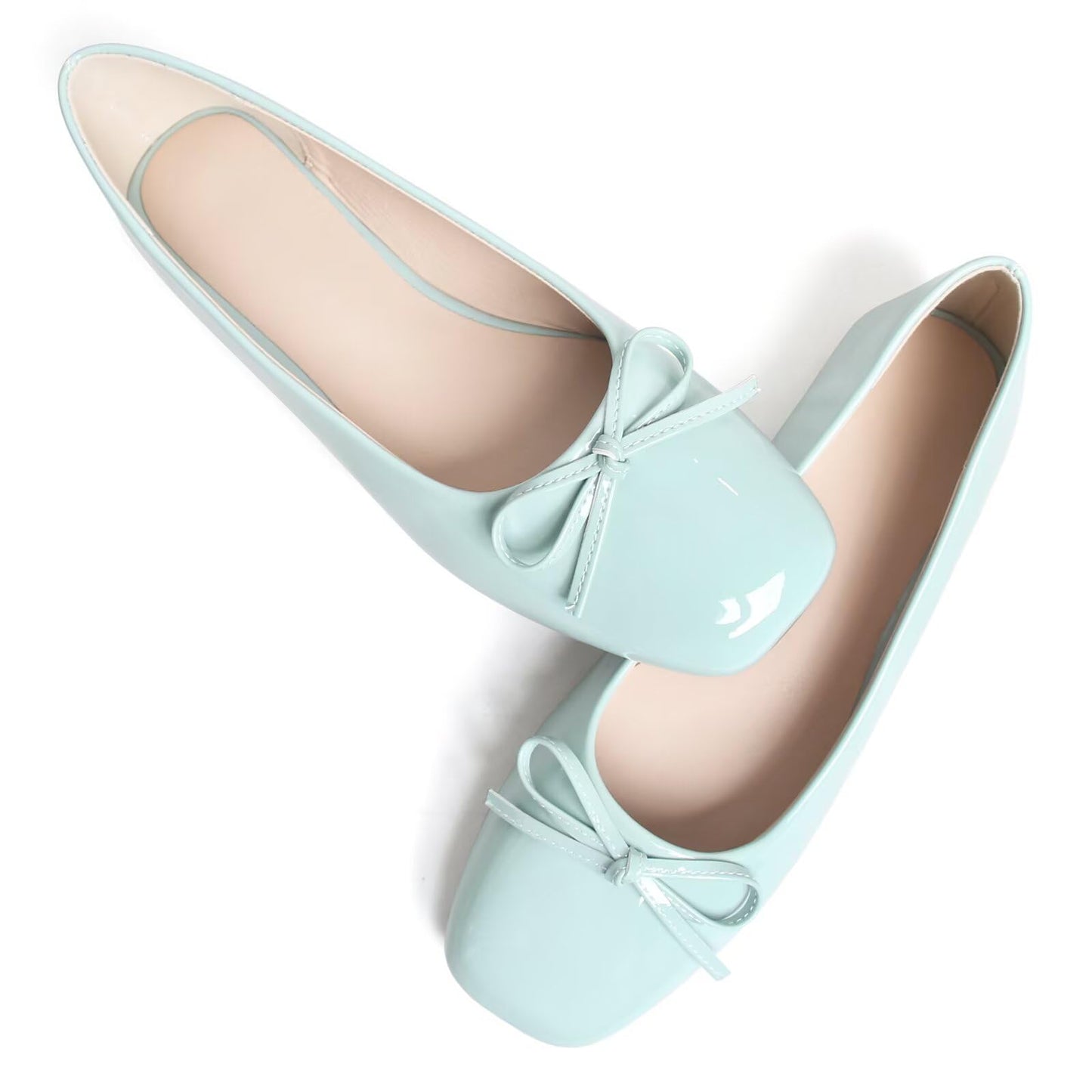 Dear Time Women's Casual Foldable Ballet Flats Square Toe Ballerina Flats Shoes Comfortable