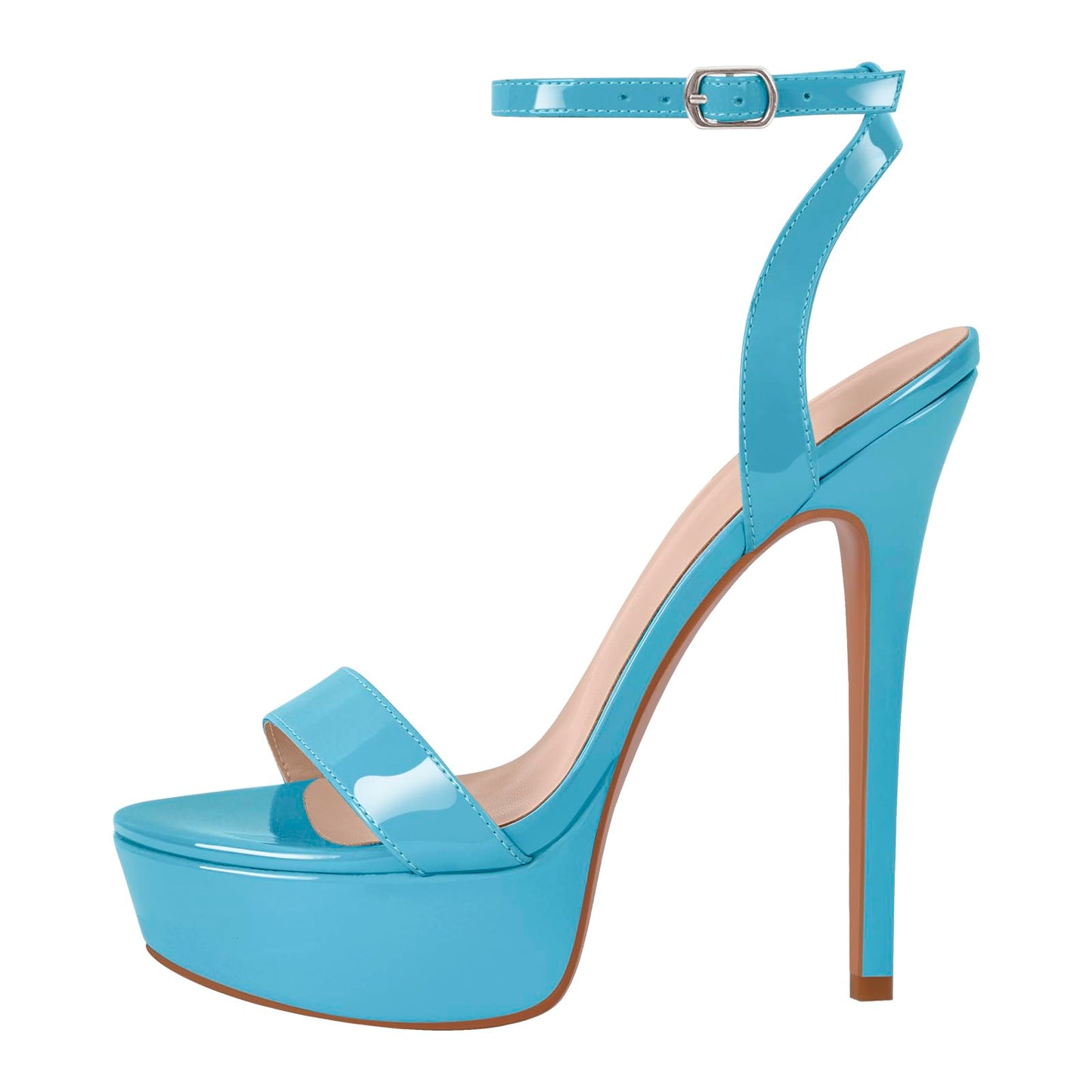 Platform Stiletto High Heels for Women, Round Open Toe Ankle Strap Sexy Heeled Sandals for Wedding Party Dress