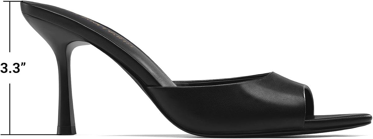 DREAM PAIRS Women's High Heels Kitten Mules | Dressy Comfortable Fashion Pointed Peep Toe Slip On Sandals tacones,Suitable for Wedding Daily Work Travel Vacation Summer