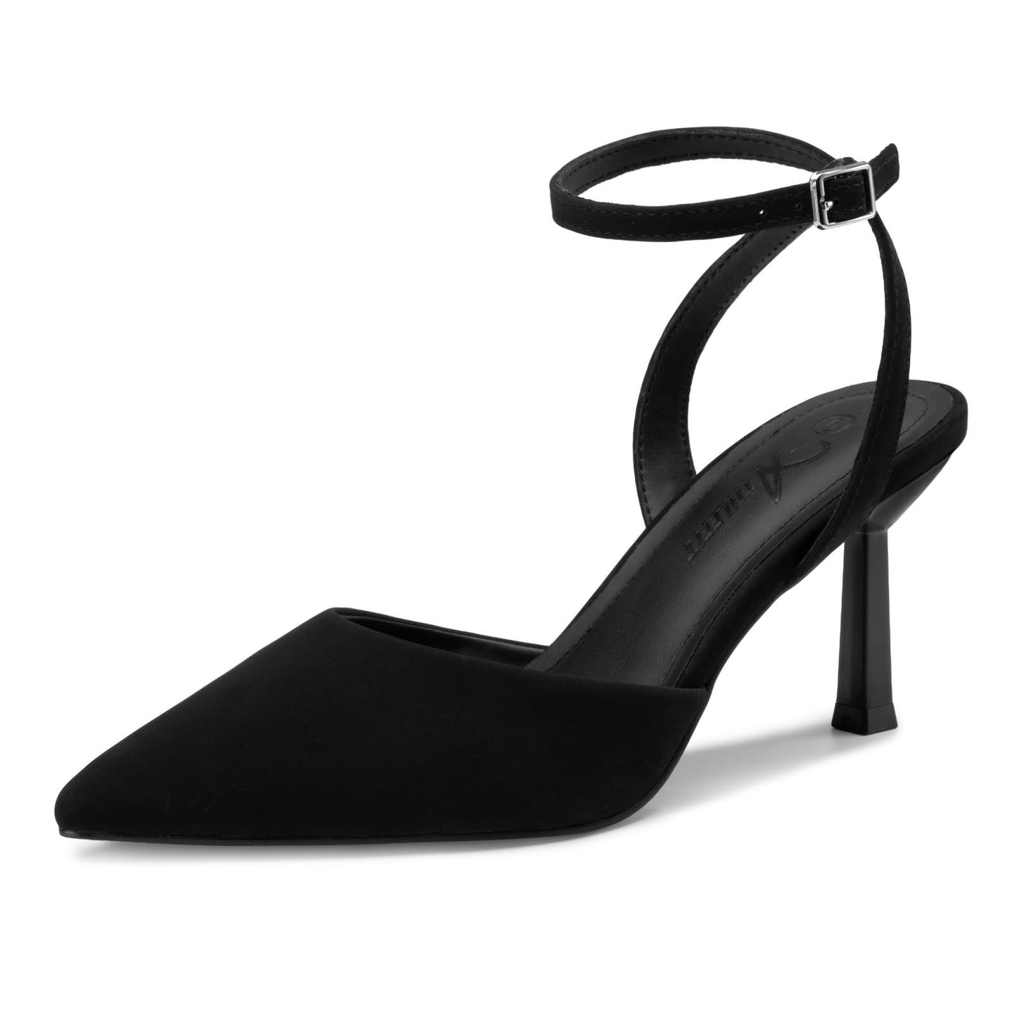 Athlefit Women's Closed Toe 3 Inch High Heels Pumps Shoes | Pointed Toe, Latex Cushioned Insole, Adjustable Ankle Strap, Dress Shoes for Wedding Party, Graduation, Office Work