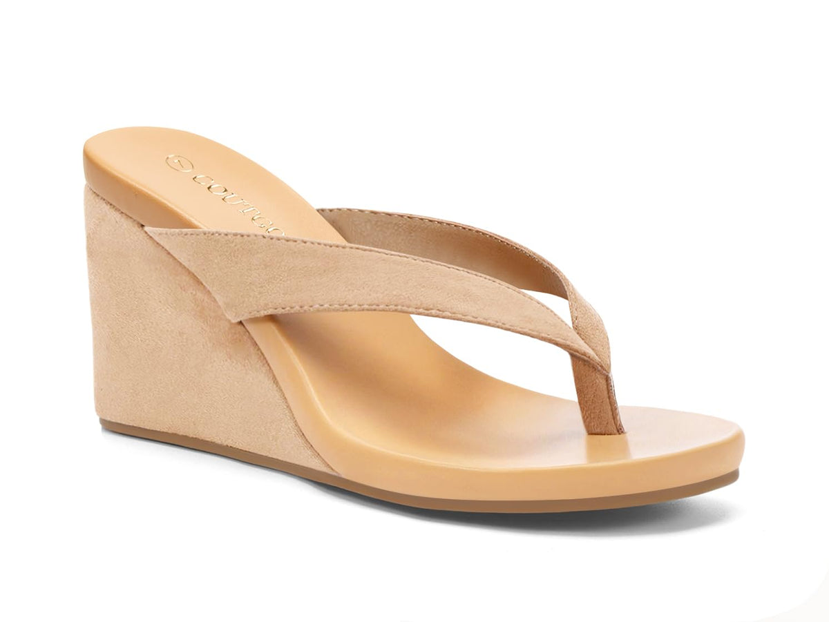 Coutgo Womens Wedge Heels Sandals Platform Flip Flops Slides Slip On Summer Beach Shoes