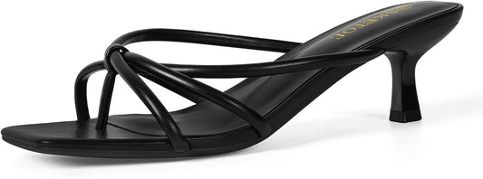 Kitten Heels Dressy Women Strappy Heel Sandals Square Open Toe Flip Flop Heels