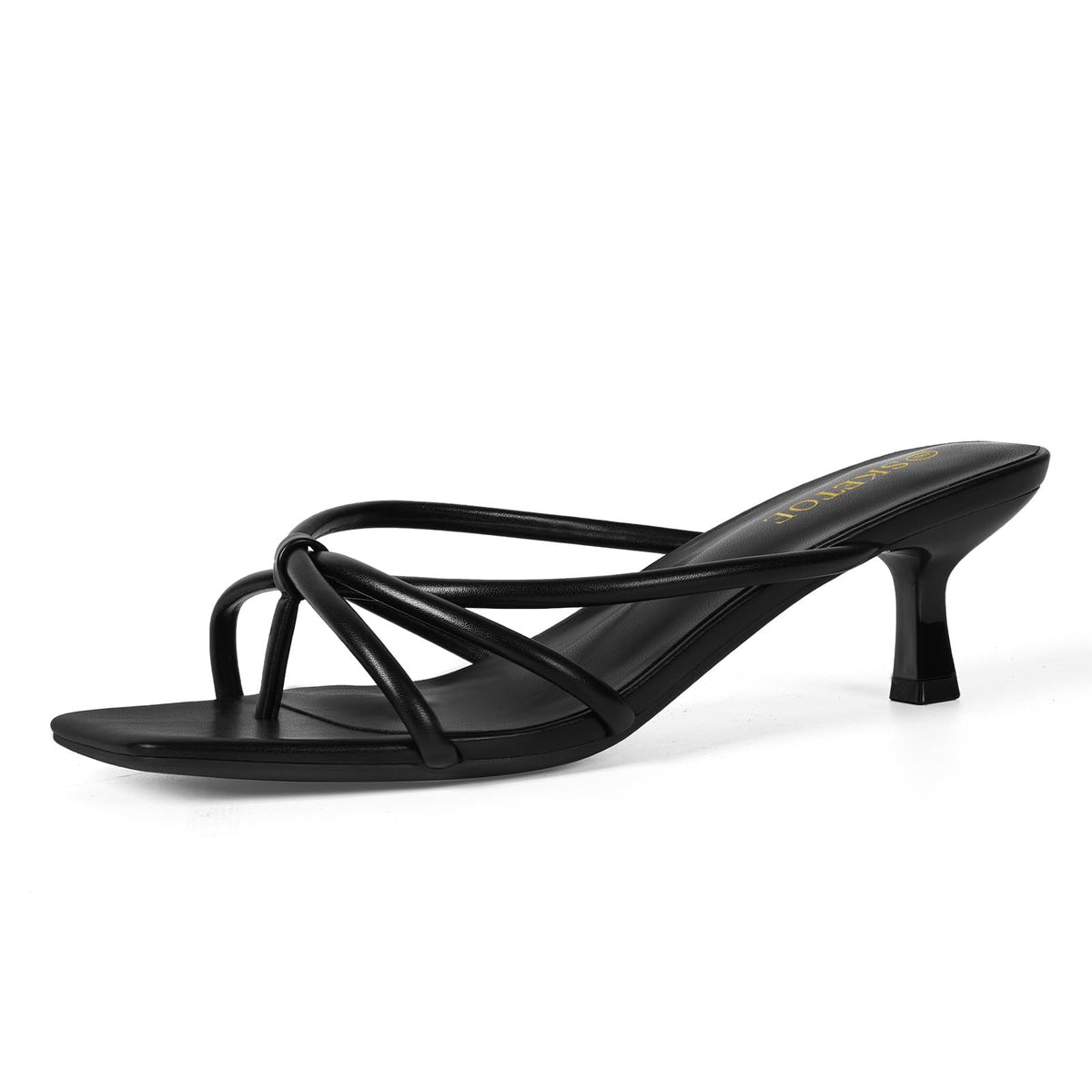 Kitten Heels Dressy Women Strappy Heel Sandals Square Open Toe Flip Flop Heels