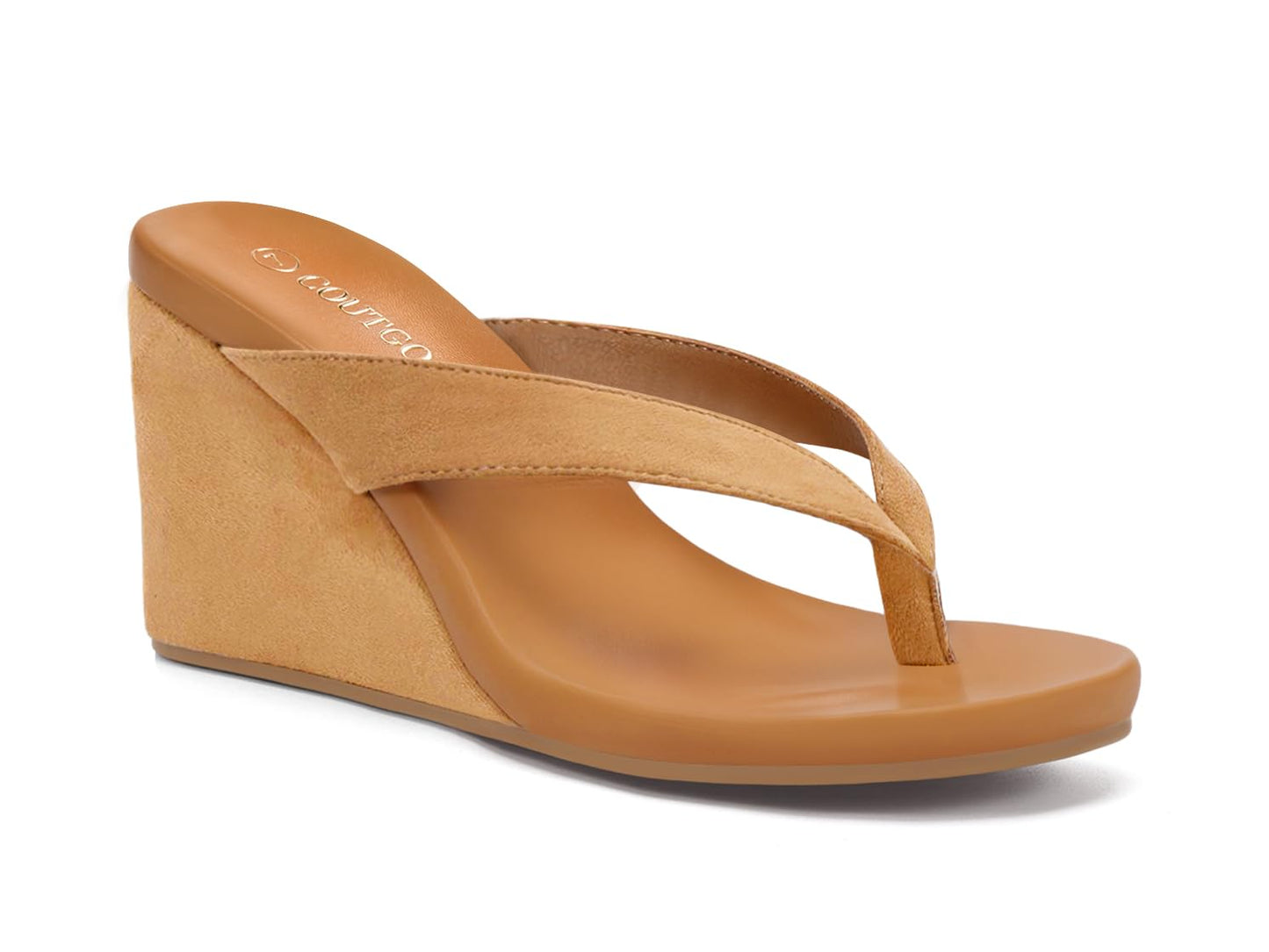 Coutgo Womens Wedge Heels Sandals Platform Flip Flops Slides Slip On Summer Beach Shoes