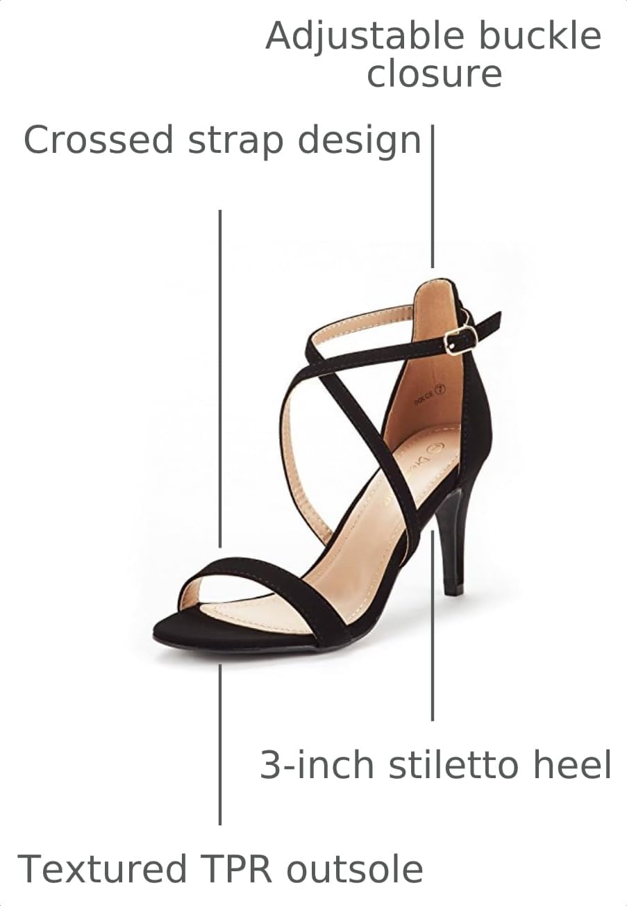 DREAM PAIRS Women Strappy Stiletto Dress Sandals | Strappy Stiletto High Heels,Open Toe Rhinestone Wedding Dress Shoes,Cushioned Insole,for Party Wedding